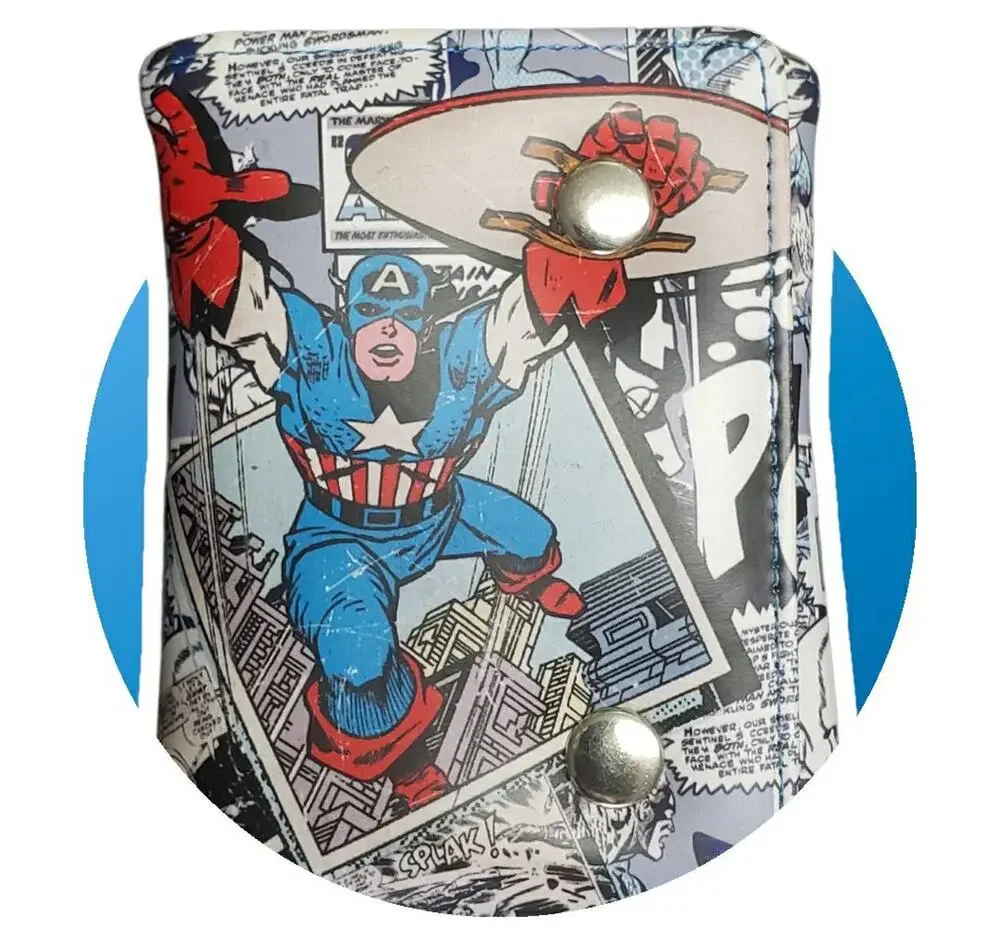Marvel Captain America Super Hero Tri Fold Wallet w. Chain Ka PoW
